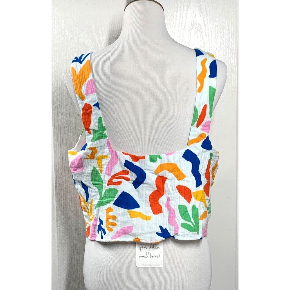Show Me Your Mumu Tara Crop Top Women’s L Multicolor Boho Primary Paradise NWOT - Picture 4 of 9